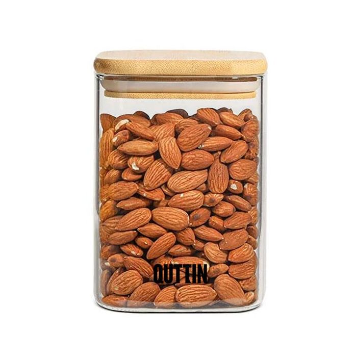 Quttin Tarro de Boro Cuadrado con Tapa de Bambú, 8x11 cm, 480 ml (12 Unidades) 11