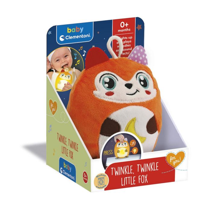 Baby Clementoni 17555 Zorrito Luminoso para Bebé con Melodías Relajantes y Sonidos Blancos +0 Meses