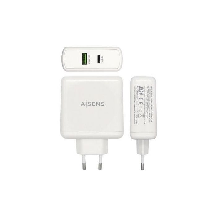 Aisens Cargador USB-C 48W con Puertos USB-C PD3.0 30W y USB-A QC3.0 18W, Blanco 1 Aisens Cargador USB-C 48W con Puertos USB-C PD3.0 30W y USB-A QC3.0 18W, Blanco 1