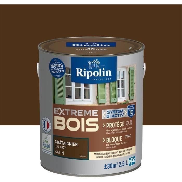 Pintura para madera extrema - Castaño satinado - RIPOLIN - 2,5 L 1