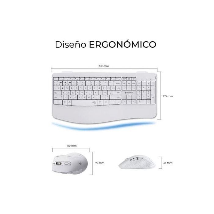 SUBBLIM Teclado con ratón COMBO DUAL OFFICE PROWAVE WHITE 2 SUBBLIM Teclado con ratón COMBO DUAL OFFICE PROWAVE WHITE 2