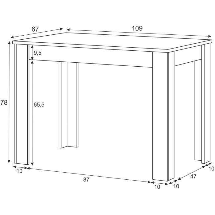 Mesa de comedor LILIAN L109 x P67cm - Blanco / Madera 5 Mesa de comedor LILIAN L109 x P67cm - Blanco / Madera 5