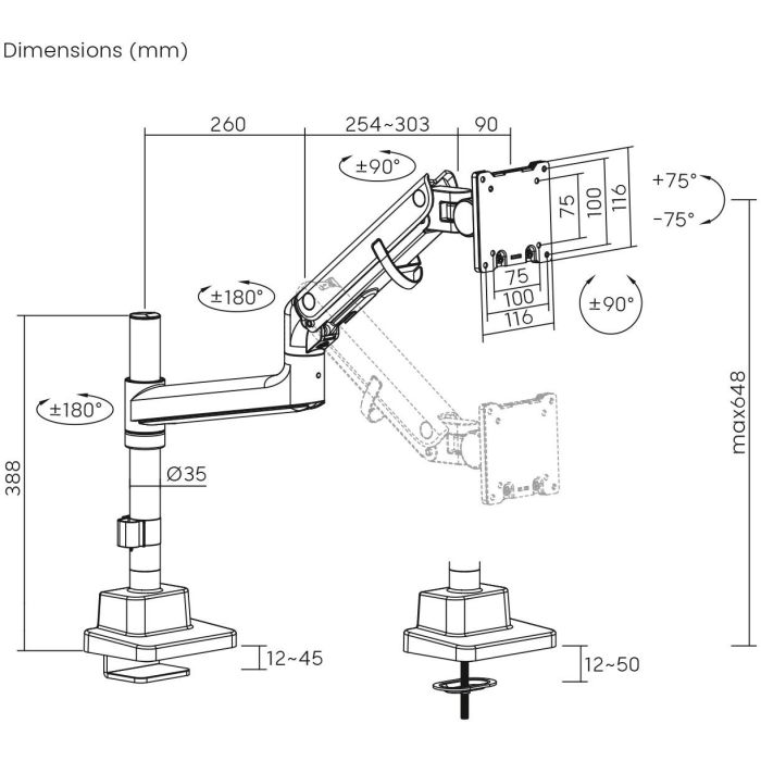 DIGITUS Single Monitorhalterung, 57", 27 kg 4 DIGITUS Single Monitorhalterung, 57", 27 kg 4