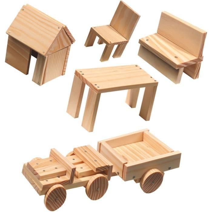 Ses Creative Taller de carpintería infantil - Kit de construcción con 57 piezas de madera, martillo, clavos y mano especial para sujeción segura 2