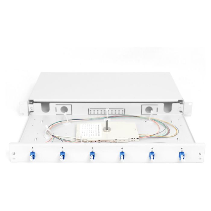 Digitus LWL Spleißbox 1HE bestückt 6x LC DX OS2 Grau - Caja de Empalme Fibra Óptica, Gris 2