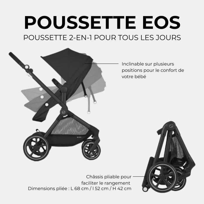 Cybex CYB4063846368044 Pack Cochecito EOS BLACK Moon Black Trio 2en1 + Silla de coche Aton B2 i-size + Capazo convertible 4 Cybex CYB4063846368044 Pack Cochecito EOS BLACK Moon Black Trio 2en1 + Silla de coche Aton B2 i-size + Capazo convertible 4