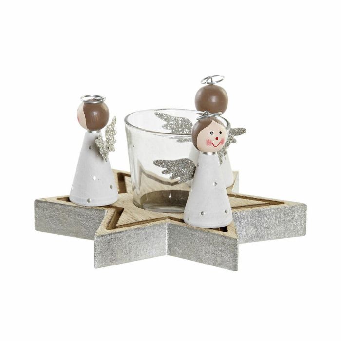 Portavelas Navideño DKD Home Decor Cristal Madera (17 x 17 x 9 cm)