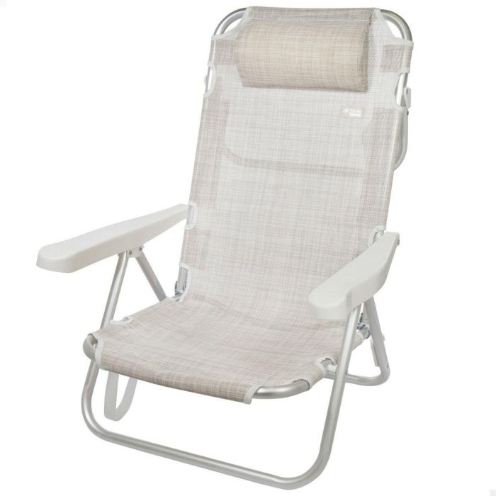 Silla Plegable con Reposacabezas Aktive Ibiza Beige 48 x 84 x 46 cm (2 Unidades) 4