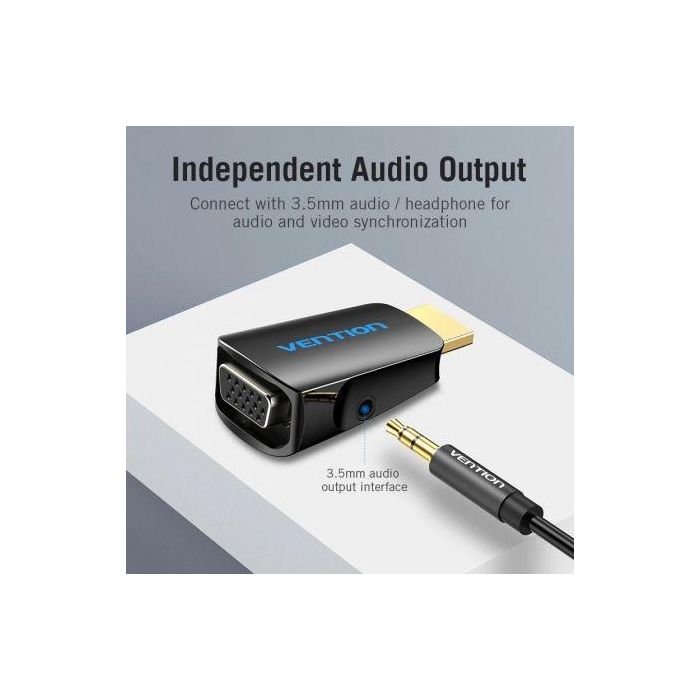 Vention Adaptador Conversor HDMI Macho a VGA Hembra con Audio Jack 3.5mm AIDB0 1080P 60Hz