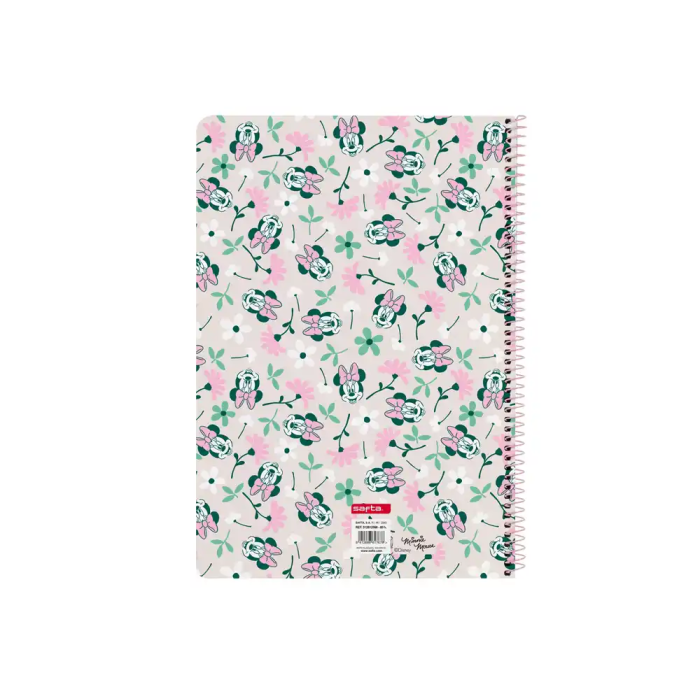 Safta Cuaderno espiral Folio 80h 60gr Cuadro 4 mm Tapa Extradura Minnie Mouse Minty 1