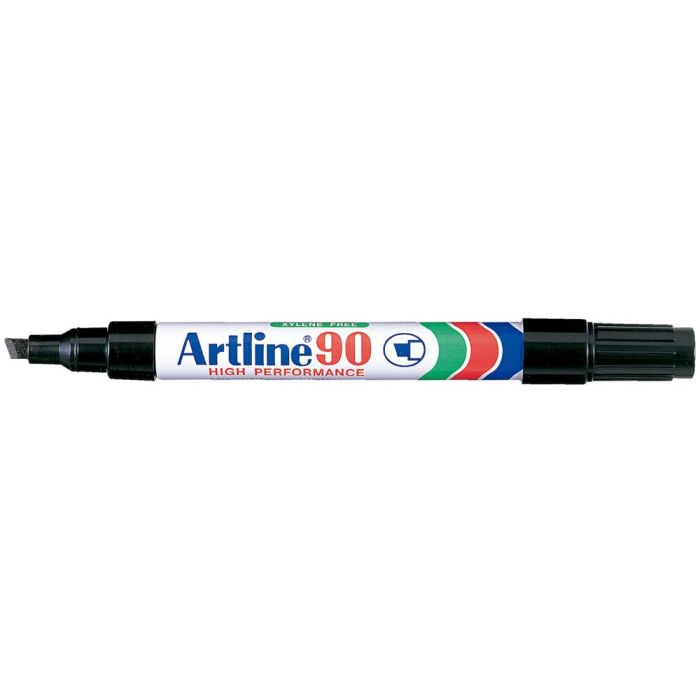 Rotulador Artline Marcador Permanente Ek-90 Negro Punta Biselada 5 mm Papel Metal Y Cristal 12 unidades 1