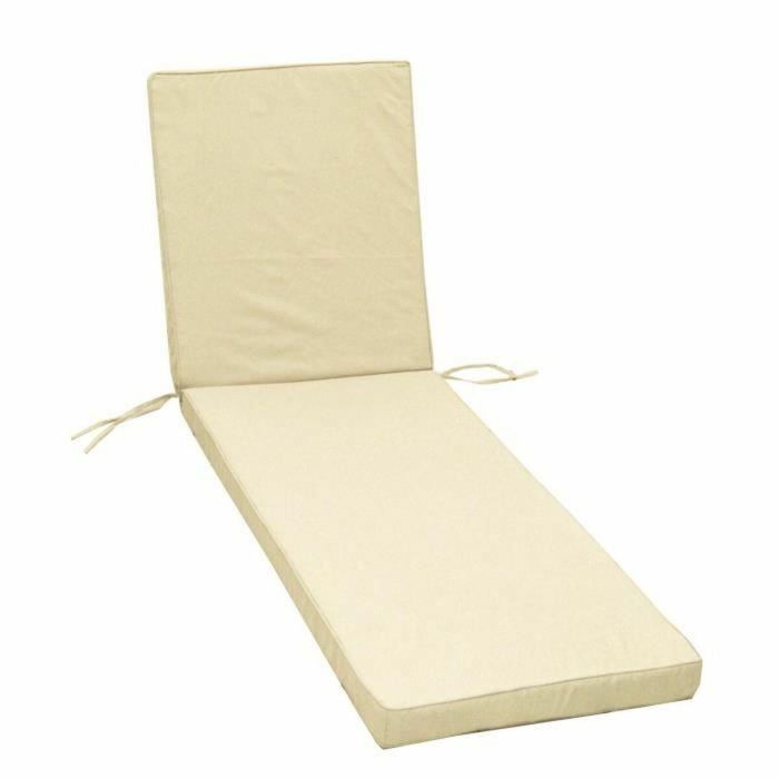 Jardin Prive Cojín para Tumbona Monte Carlo Marfil 185x55x6 cm - Poliéster 230g/m² - Repelente Agua y Antimanchas