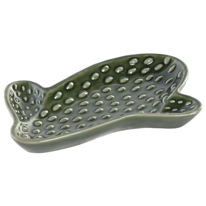 DKD Home Decor Bandeja Vaciabolsillos Boho Verde Porcelana Cactus 24 x 17 x 3 cm (6 Unidades)