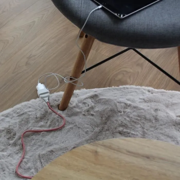 Chacon CHA5411478661139 Prolongador Textil Rojo/Blanco 6A - 1.5m - Pies Blancos 1