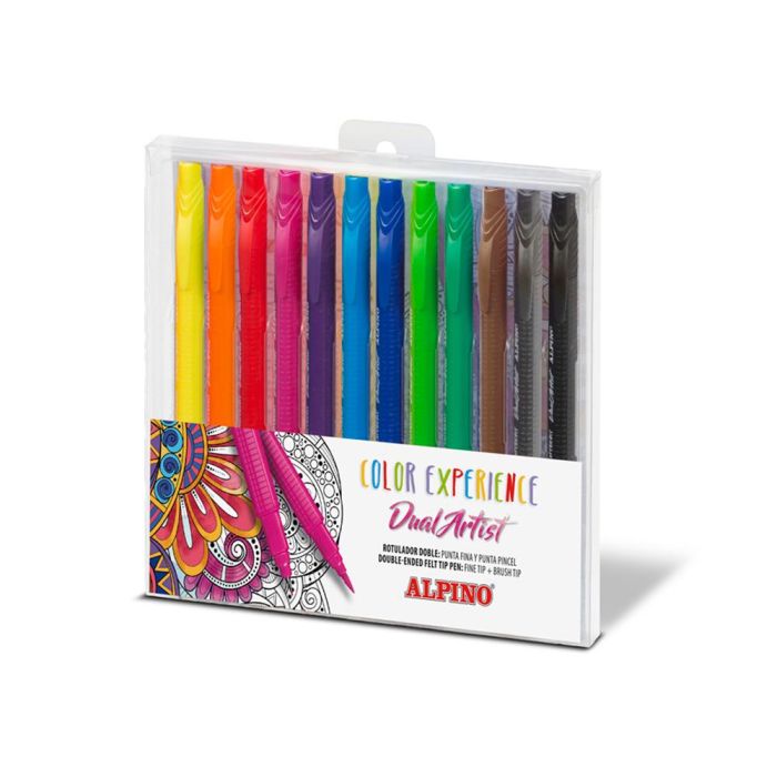 Alpino Rotuladores Color Experience Dual Artist Doble Punta Perfila-Colorea C-Surtidos Estuche 12 Ud 1