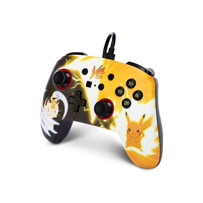 Power A Mando con Cable NSGP0039-02 para Nintendo Switch Pikachu vs. Meowth, Control con Cable Mejorado con Botones Asignables y Cable de 3m 4