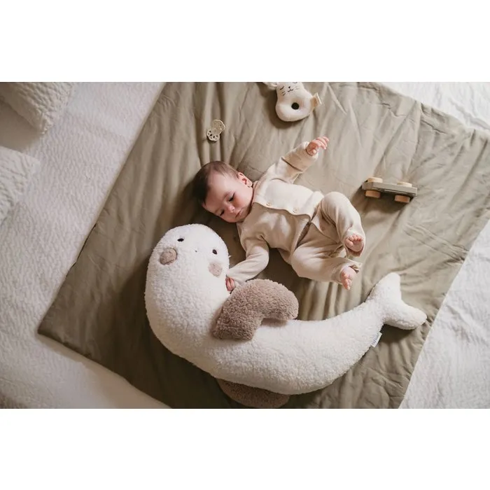 Tineo - TIN3275052061638 - Almohada de maternidad 3 en 1, tipo cuna o cojín de lactancia, con funda de tejido Sherpa y estampado Seal