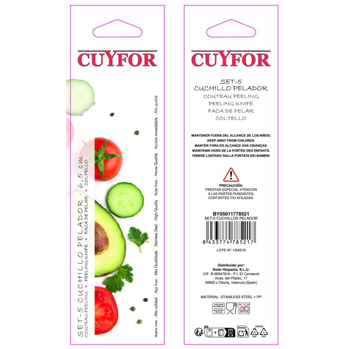 Set de 5 cuchillos peladores Cuyfor marca Inde (24 Unidades) 6 Set de 5 cuchillos peladores Cuyfor marca Inde (24 Unidades) 6