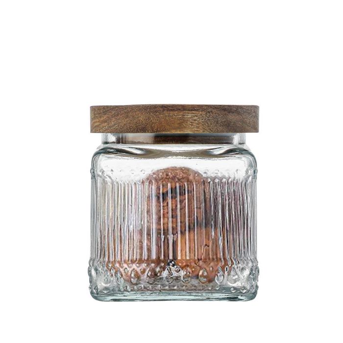 Tarro de vidrio cuadrado con tapa de madera Lignes 0.5L - La Mediterranea (24 Unidades) 5 Tarro de vidrio cuadrado con tapa de madera Lignes 0.5L - La Mediterranea (24 Unidades) 5