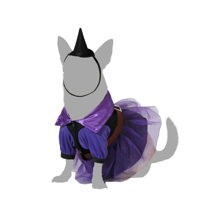 Disfraz Para Mascota Bruja Vestido Violeta Con Sombrero L 2