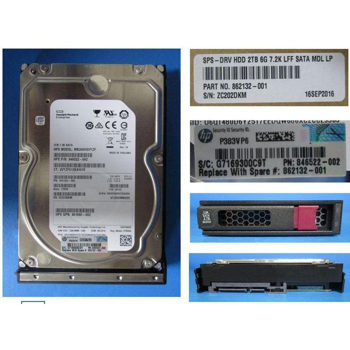 Hewlett Packard Enterprise 2TB SATA 6 Gb/s 7.2K RPM 3.5" LFF Disco Duro Perfil Bajo
