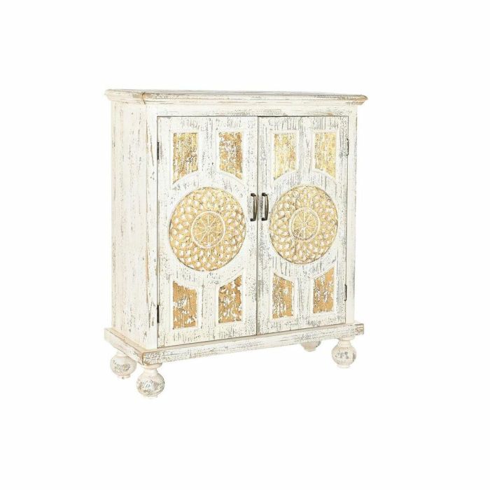 Aparador Indio DKD Home Decor Blanco Dorado 36.5 x 110 x 93.5 cm