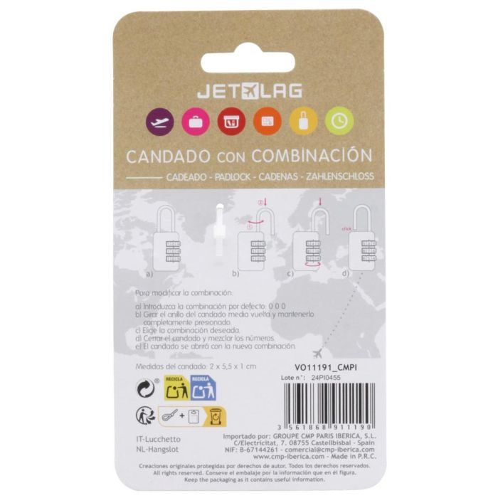 Jet Lag Candado Con Combinación de 3 Ruedas para Maletas y Taquillas 4 Jet Lag Candado Con Combinación de 3 Ruedas para Maletas y Taquillas 4