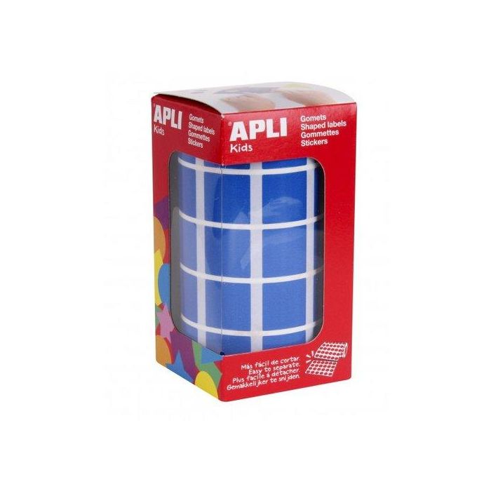 Apli Gomets autoadhesivos cuadrados 20x20 mm azules - Rollo de 1770 unidades
