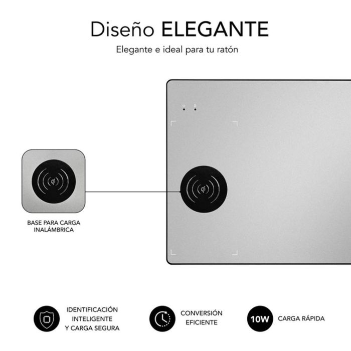 Subblim Alfombrilla Mousepad Inalámbrico Aluminio Negro con Cargador Wireless 10W para Escritorio 2