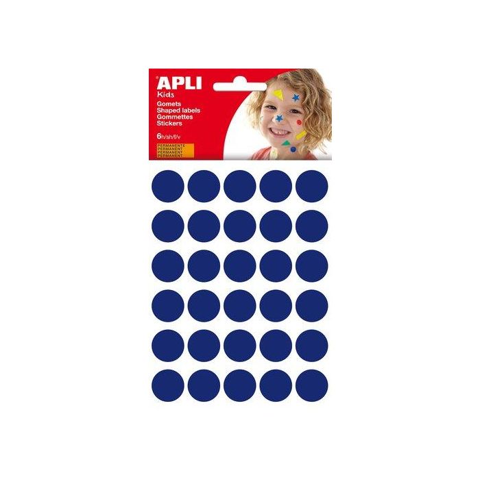 Gomets Apli Bolsa 6H Redondos Ø 20 Mm Col. Azul 180 Uds. (13226) 10 unidades