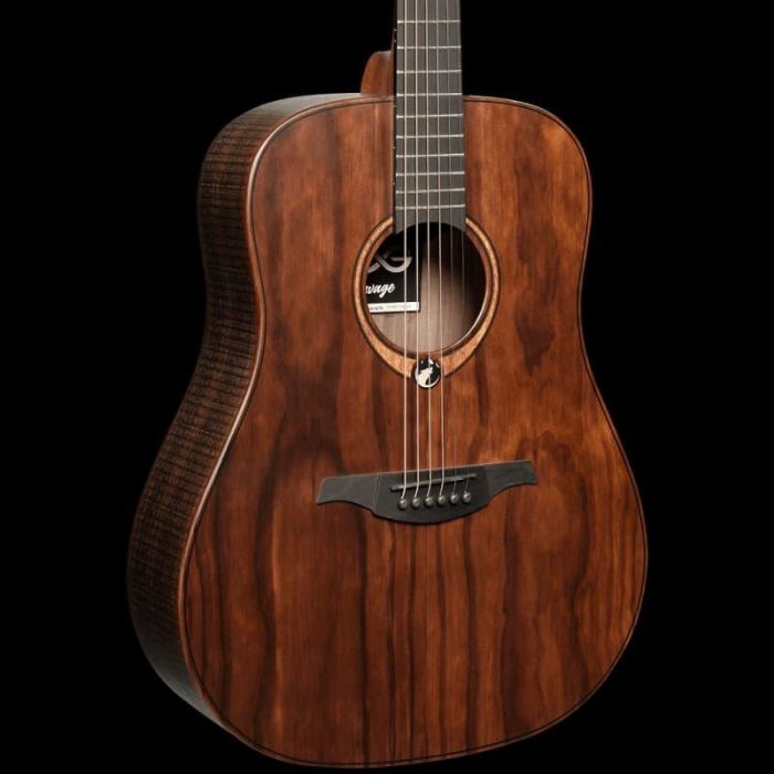 LAG Guitarra Acústica Dreadnought Sauvage - Tapa Sólida Brankowood, Fondo y Aros Eucalipto Ahumado, Acabado Satinado