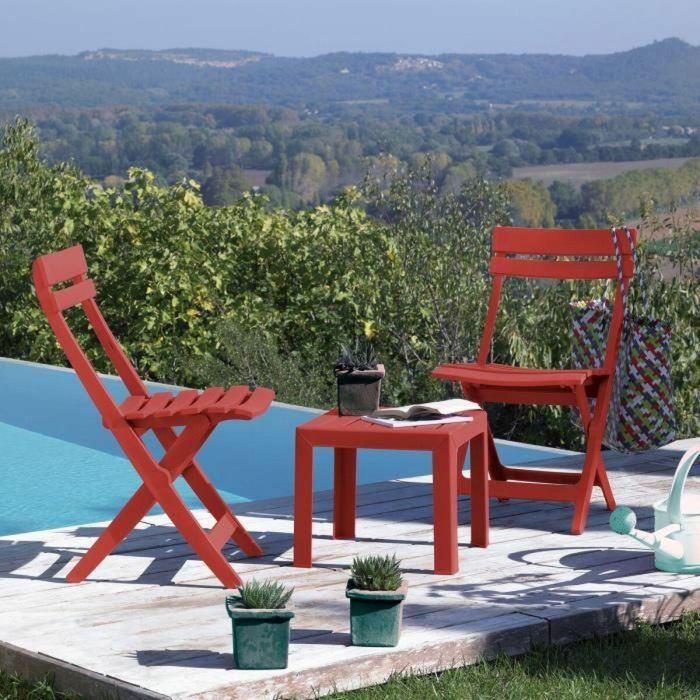 Mesa auxiliar Grosfillex Miami Rojo 40 x 40 x 41 cm 1 Mesa auxiliar Grosfillex Miami Rojo 40 x 40 x 41 cm 1