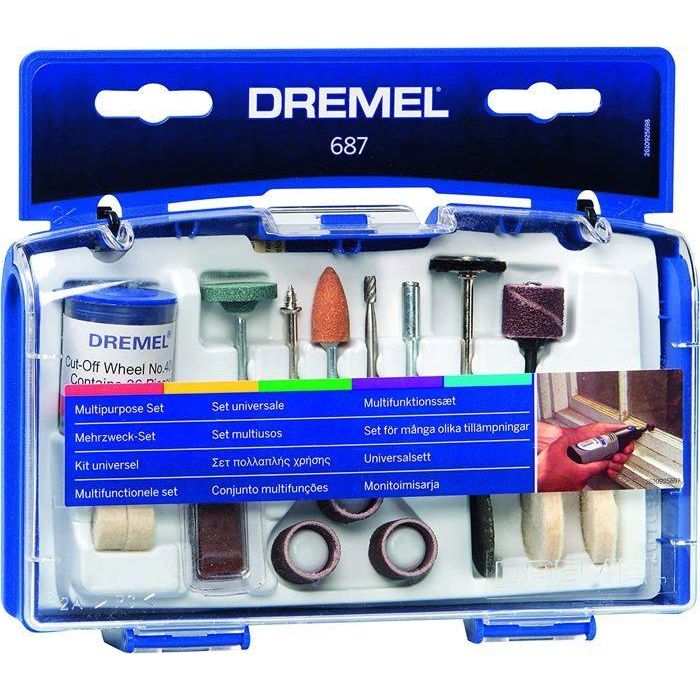 Kit DREMEL para trabajos generales de 52 piezas 687 Kit DREMEL para trabajos generales de 52 piezas 687