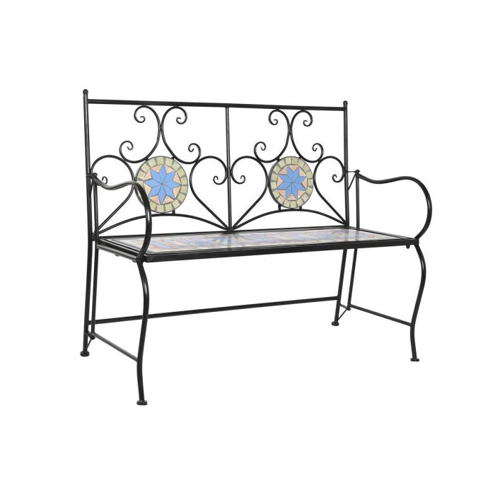 Banco DKD Home Decor Negro Multicolor Mosaico 111 x 54 x 88 cm Banco DKD Home Decor Negro Multicolor Mosaico 111 x 54 x 88 cm