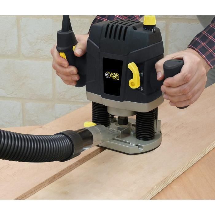 FARTOOLS PRO ER 1300 115470 Router Eléctrico 1300W, Mandriles 8/12 mm, Velocidad Variable, con Guías, Cortadores y Colector Polvo 2 FARTOOLS PRO ER 1300 115470 Router Eléctrico 1300W, Mandriles 8/12 mm, Velocidad Variable, con Guías, Cortadores y Colector Polvo 2