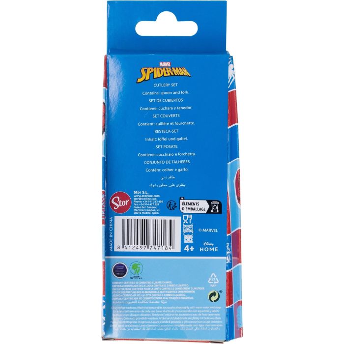 Marvel Spiderman Juego de Cubiertos 2 Piezas Elípticos Metálicos CZ11342 Acero Inoxidable Licencia Oficial 3