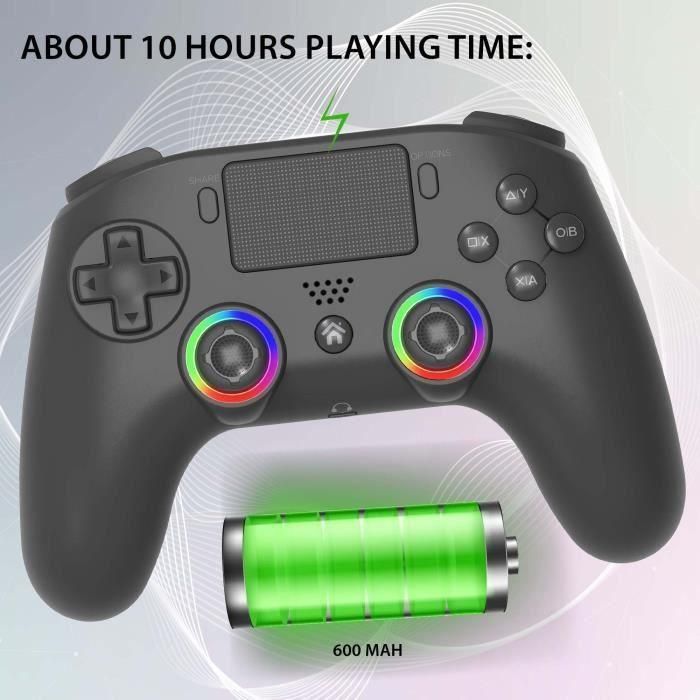 Mando inalámbrico SUBSONIC para PS4 con LED y vibración, conector para auriculares, color negro. 2 Mando inalámbrico SUBSONIC para PS4 con LED y vibración, conector para auriculares, color negro. 2