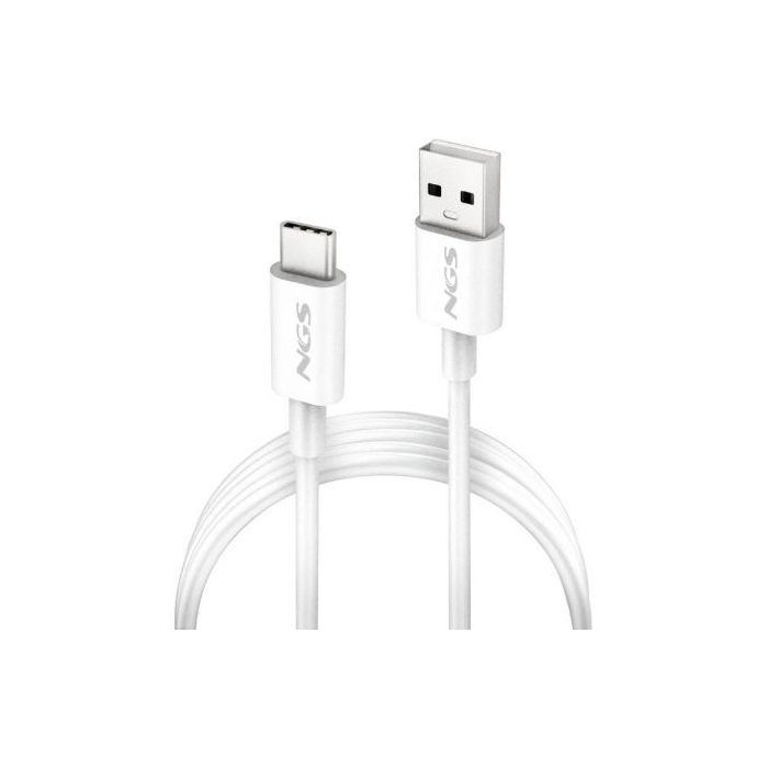 NGS ZYRO-AC Cable USB-A a USB-C 1m Blanco, Datos 480Mbps, Carga Hasta 15W