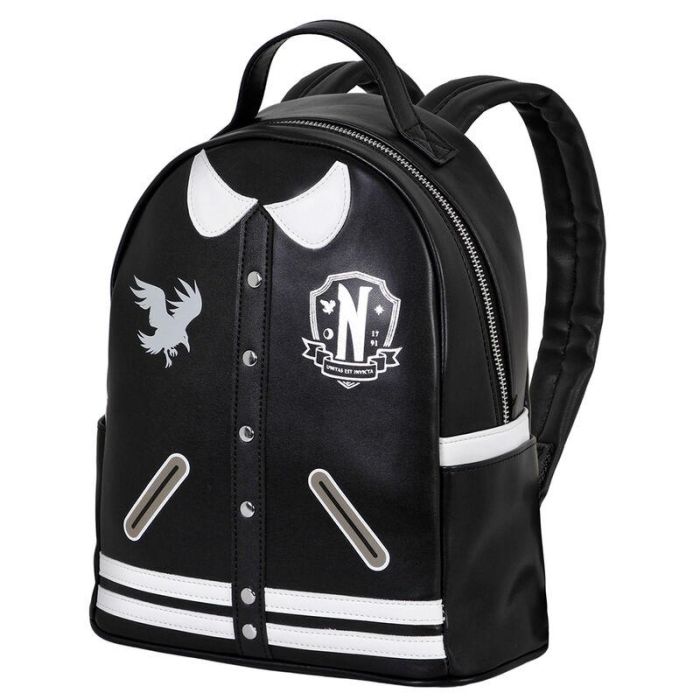 Wednesday Miércoles Mochila Casual Varsity Negro 6L Urbana con Compartimento y Bolsillos Laterales 0 Wednesday Miércoles Mochila Casual Varsity Negro 6L Urbana con Compartimento y Bolsillos Laterales 0