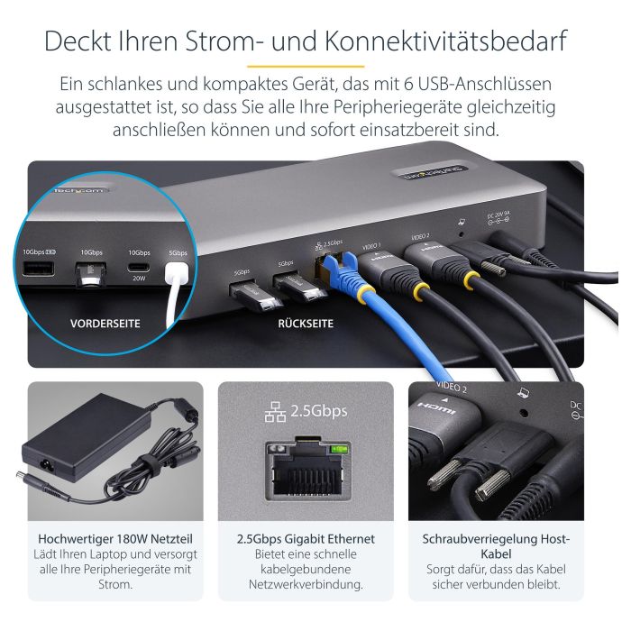 StarTech USB4 DOCKING STATION DUAL 4K - USB-C 40Gbps, Doble HDMI 4K 60Hz, 100W PD, 6x USB StarTech USB4 DOCKING STATION DUAL 4K - USB-C 40Gbps, Doble HDMI 4K 60Hz, 100W PD, 6x USB