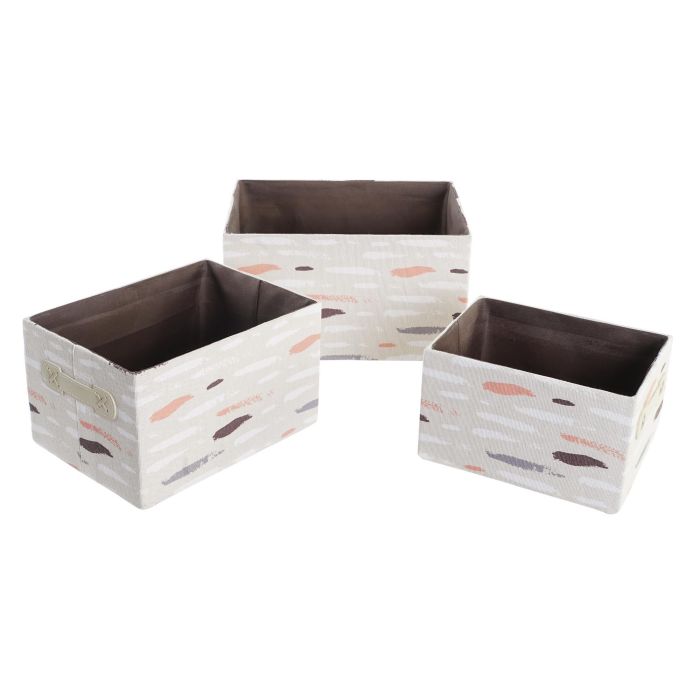 Cesta Basicos DKD Home Decor Gris Burdeos 24 x 18 x 32 cm Set de 3 (3 Unidades) 3