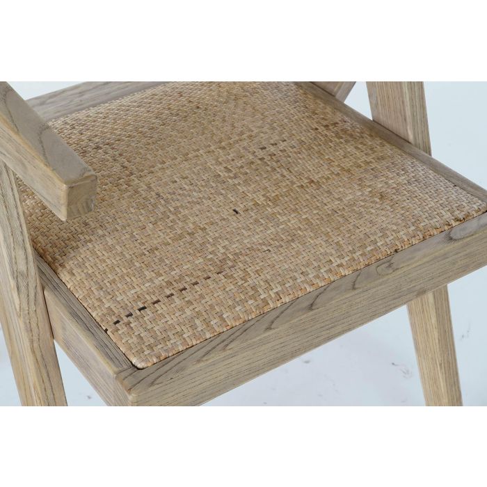 DKD Home Decor Silla Horeca Square Fuyang Vintage Natural 60 x 86 x 56.5 cm Olmo y Ratan (2 Unidades) 1