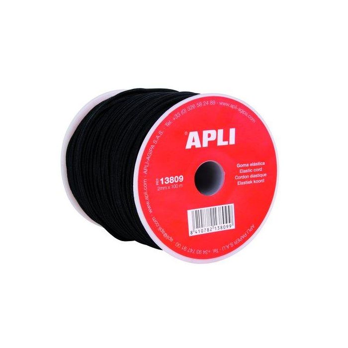 Apli Bobina de Cuerda Elástica Redonda 2 mm x 100 m Negro
