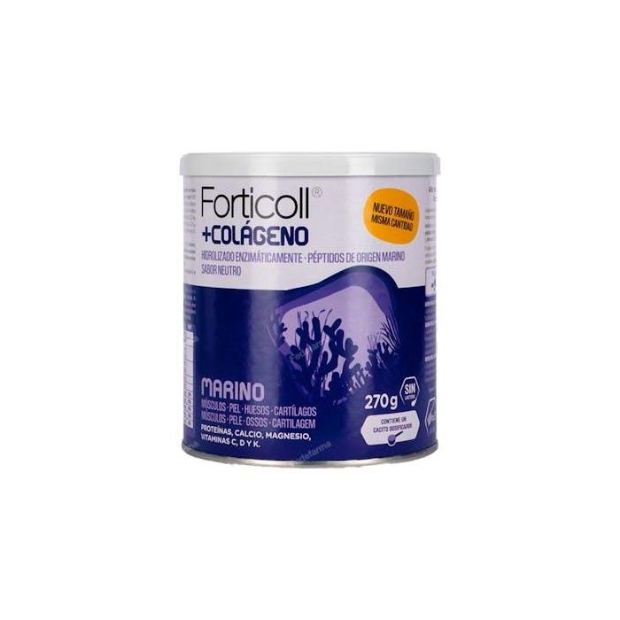 Forticoll Colágeno Marino Bioactivo 270g con Vitaminas, Minerales y Ácido Hialurónico para Huesos, Músculos y Articulaciones