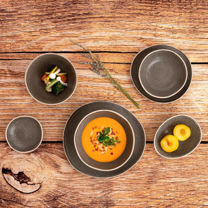 Bidasoa Gio Plato Hondo Irregular Cerámico Gris 19 cm (6 Unidades) 2