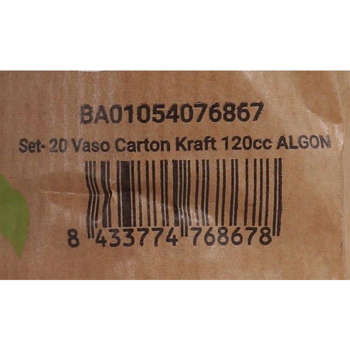 Set de 20 vasos de cartón Kraft 120 cc - Algon (24 Cajas) 2 Set de 20 vasos de cartón Kraft 120 cc - Algon (24 Cajas) 2