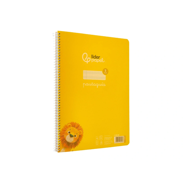 Liderpapel Cuaderno Espiral A4 Pautaguía Tapa Plástico 80 Hojas 90gr Cuadro Pautado 3mm Con Margen Color Amarillo 4