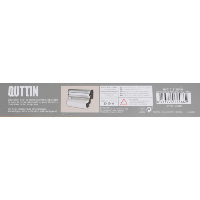 Quttin Dispensador de Aluminio, Film y Papel - 20 cm Ancho x 7 cm Alto x 34 cm Largo (6 Unidades) 9 Quttin Dispensador de Aluminio, Film y Papel - 20 cm Ancho x 7 cm Alto x 34 cm Largo (6 Unidades) 9