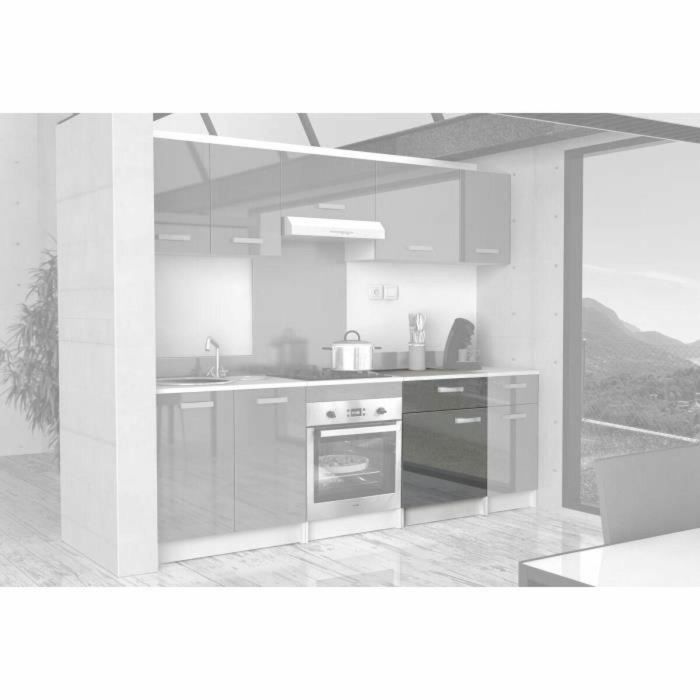 START Mueble bajo de cocina L 60 cm con encimera incluida - Gris brillante 2