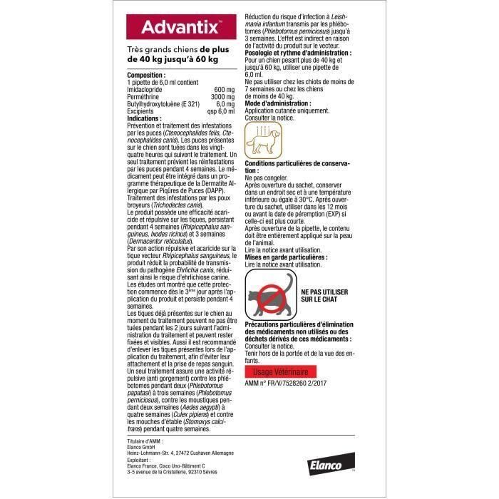 ADVANTIX 4 pipetas antiparasitarias - Para perros muy grandes de 40 a 60 kg - 4 x 6 ml 1 ADVANTIX 4 pipetas antiparasitarias - Para perros muy grandes de 40 a 60 kg - 4 x 6 ml 1